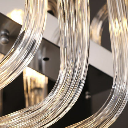 Modern Floral Reeded Glass Chandelier for Living/ Dining Room