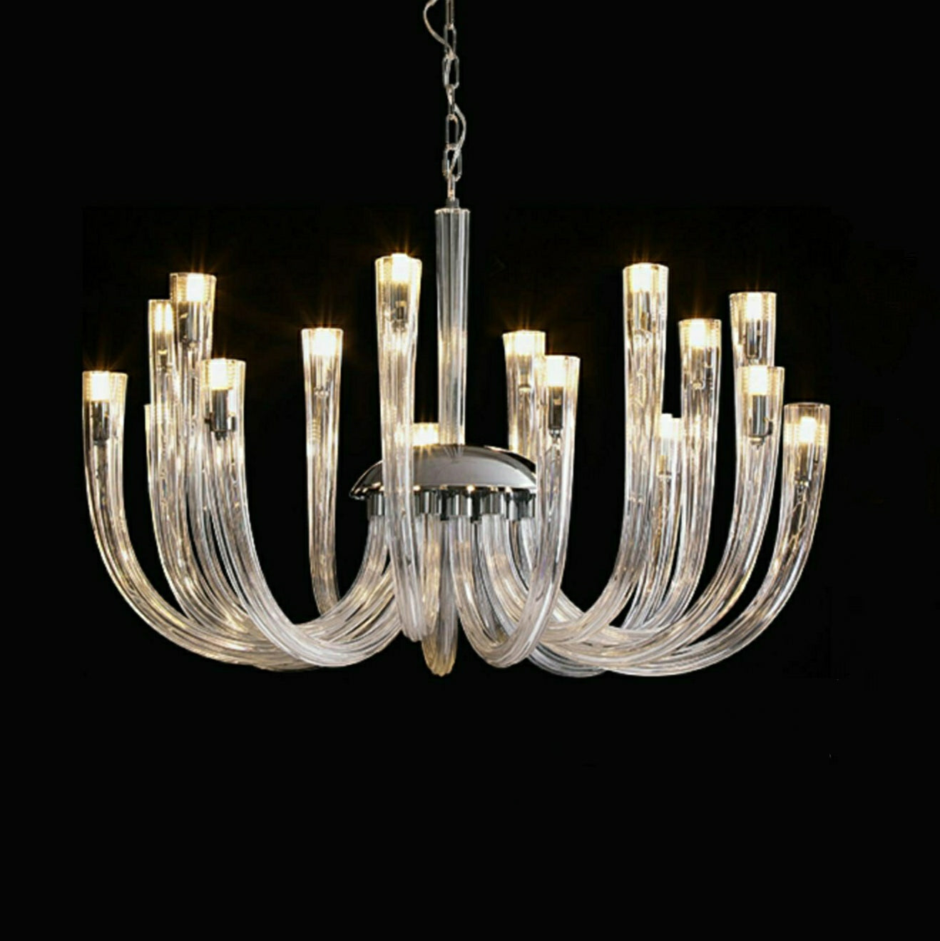Modern Floral Reeded Glass Chandelier for Living/ Dining Room