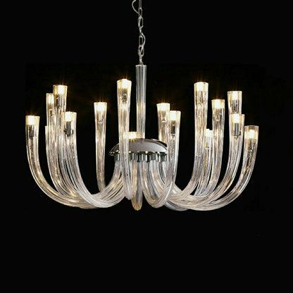 Modern Floral Reeded Glass Chandelier for Living/ Dining Room