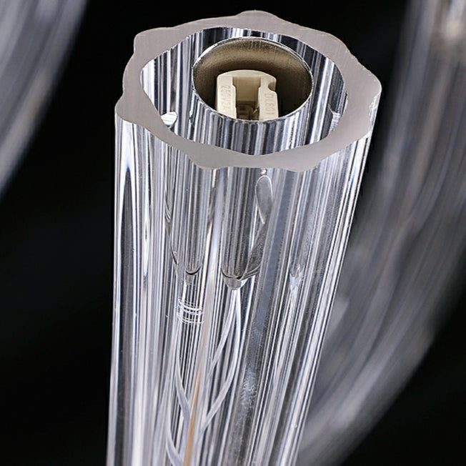 Modern Floral Reeded Glass Chandelier for Living/ Dining Room