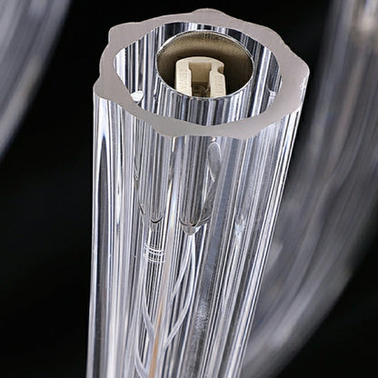 Modern Floral Reeded Glass Chandelier for Living/ Dining Room