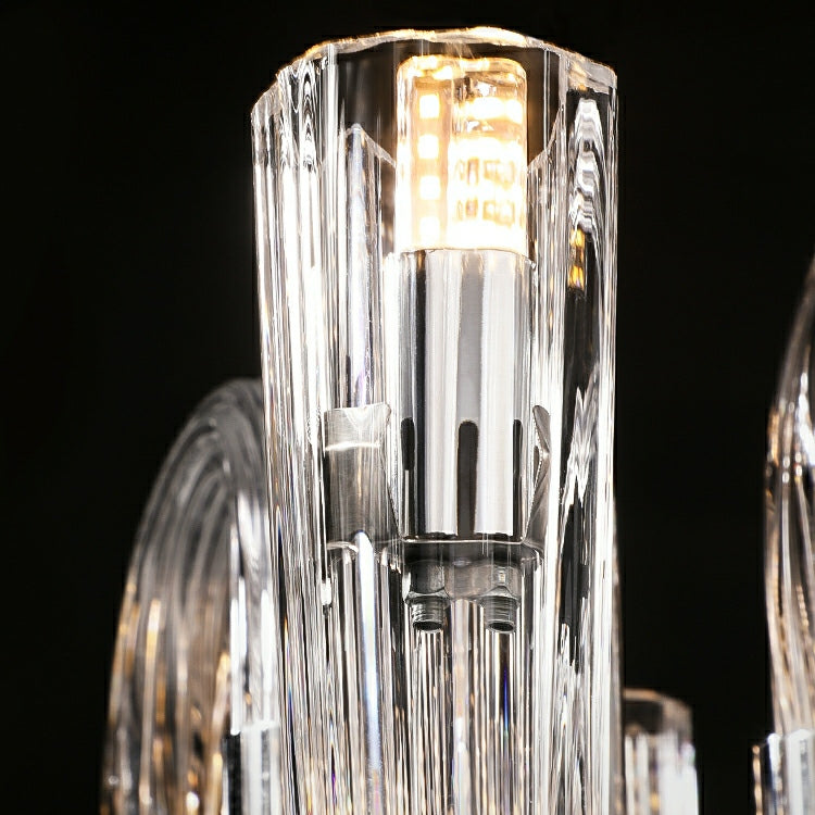 Modern Floral Reeded Glass Chandelier for Living/ Dining Room