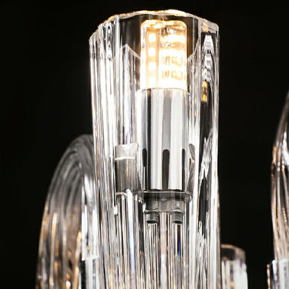 Modern Floral Reeded Glass Chandelier for Living/ Dining Room