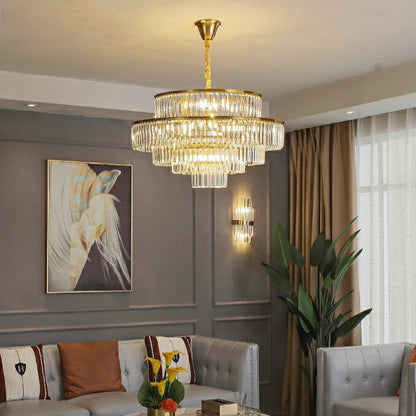 Modern Round Crystal Chandelier Modern Gold Ceiling Light Fixture For Living/ Bedroom