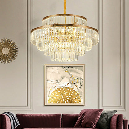 Modern Round Crystal Chandelier Modern Gold Ceiling Light Fixture For Living/ Bedroom