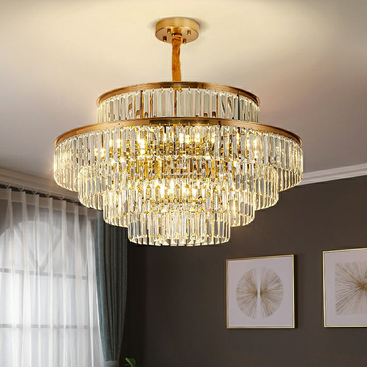 Modern Round Crystal Chandelier Modern Gold Ceiling Light Fixture For Living/ Bedroom