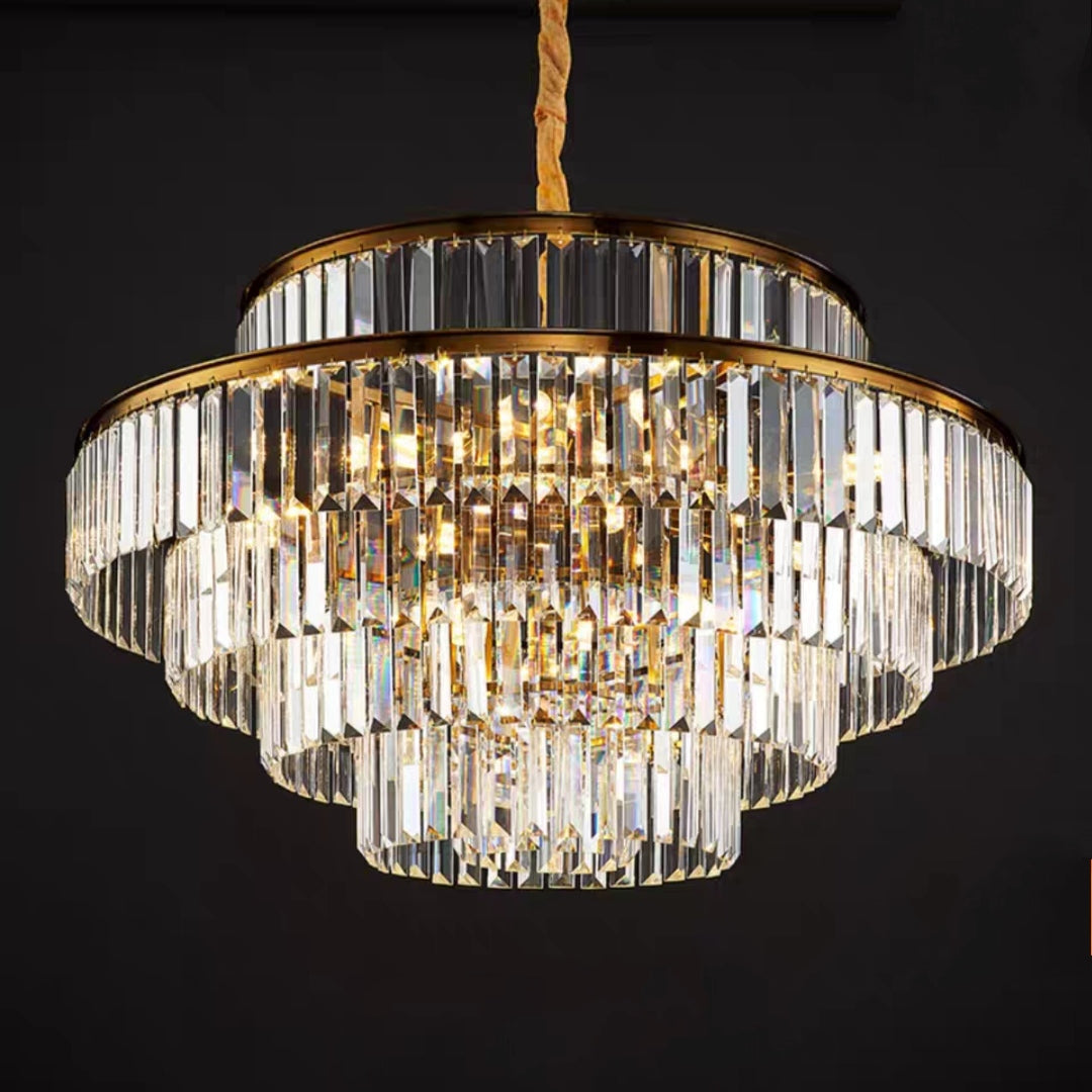 Modern Round Crystal Chandelier Modern Gold Ceiling Light Fixture For Living/ Bedroom