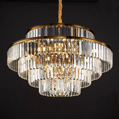 Modern Round Crystal Chandelier Modern Gold Ceiling Light Fixture For Living/ Bedroom