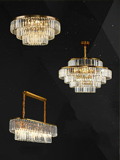Modern Round Crystal Chandelier Modern Gold Ceiling Light Fixture For Living/ Bedroom
