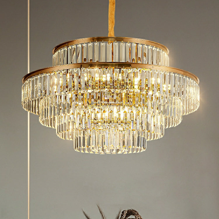 Modern Round Crystal Chandelier Modern Gold Ceiling Light Fixture For Living/ Bedroom