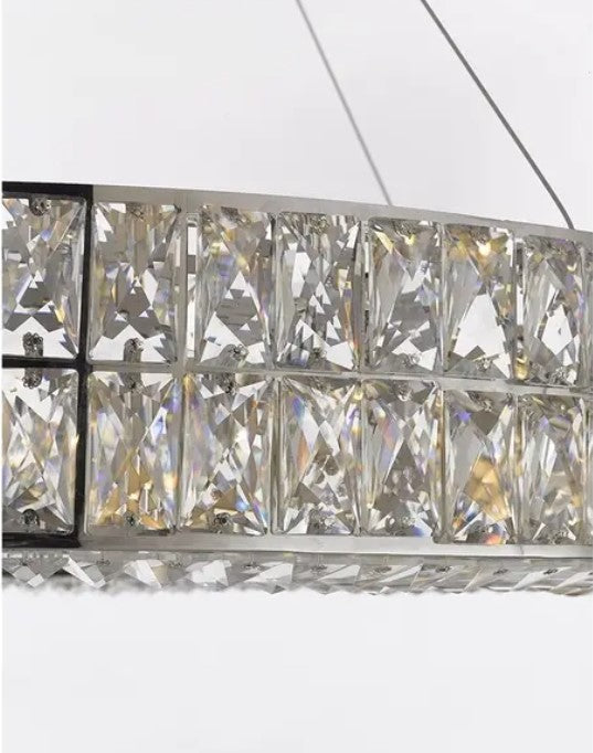 Decorative Crystal Ring Pendant Chandelier For Living Room Luxury Round Hanging Light In Gold Finish