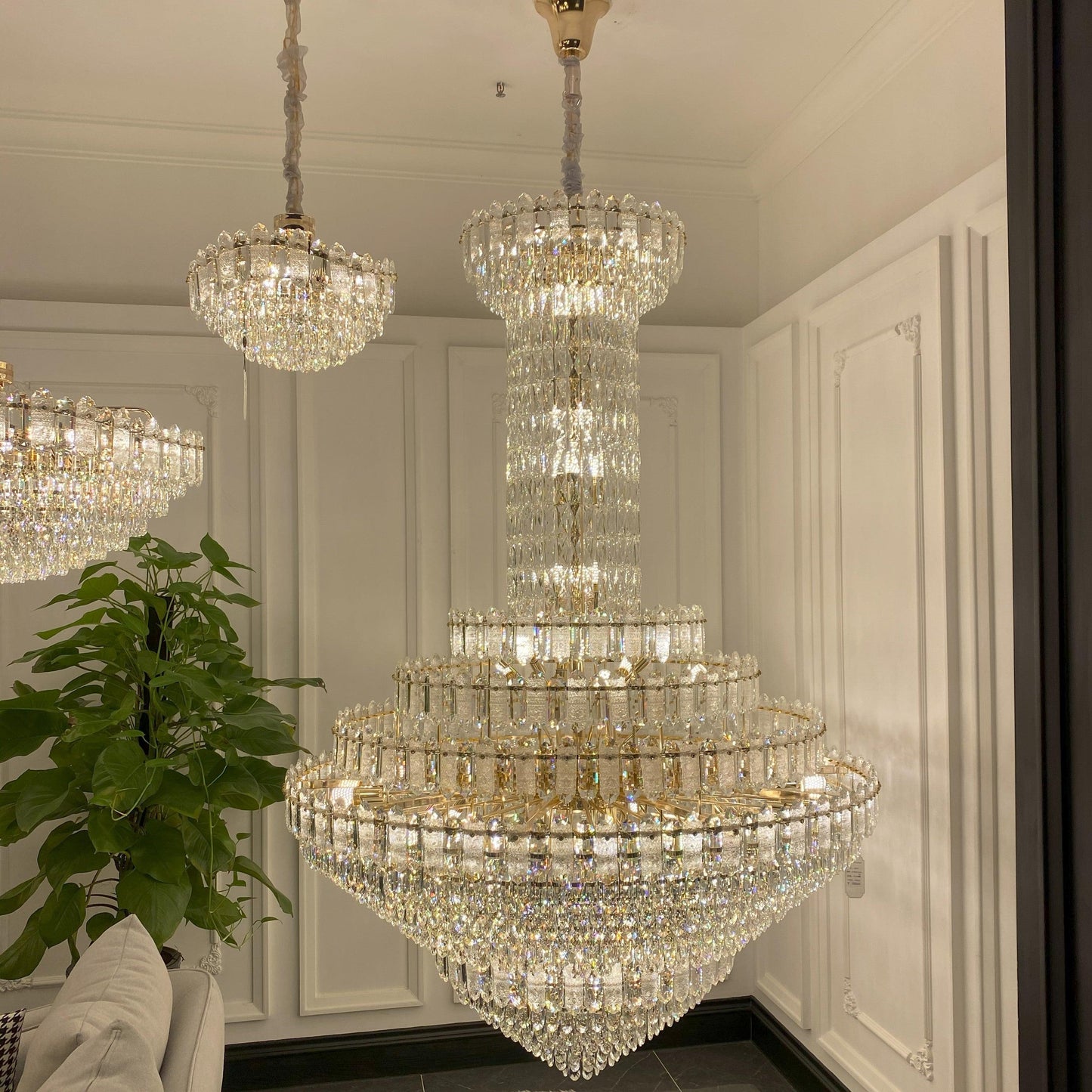 Luxury Extra Large Multi-tiered Funnel Clear Crystal Chandelier for Staircase/Foyer/Living Room - Richardrider