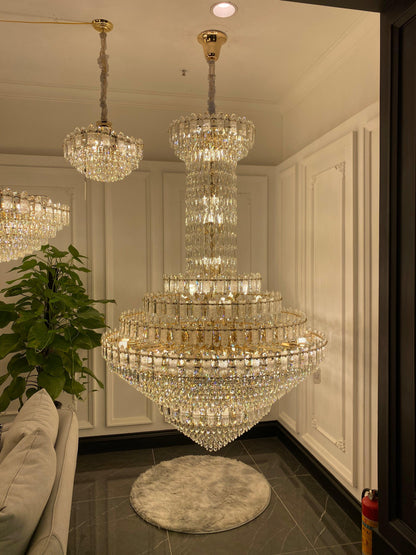 Luxury Extra Large Multi-tiered Funnel Clear Crystal Chandelier for Staircase/Foyer/Living Room - Richardrider
