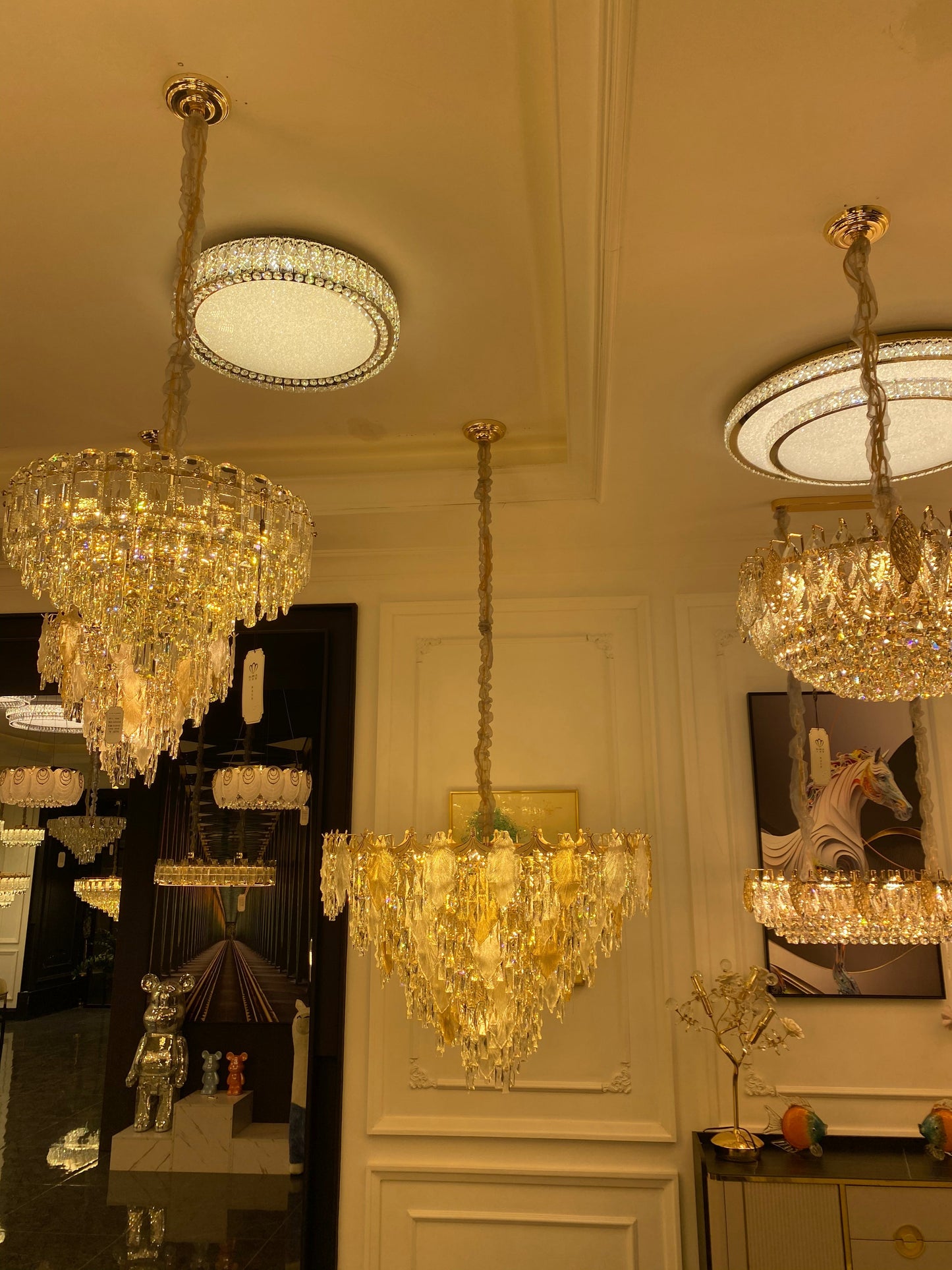 Multi-tiered Leaf Crystal Chandelier for Living Room