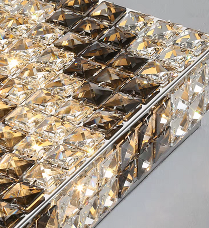 Luxury Modern Square and Rectangle Stripes Crystal Flush Mount Pendant Chandelier for Living Room/Bedroom/Study