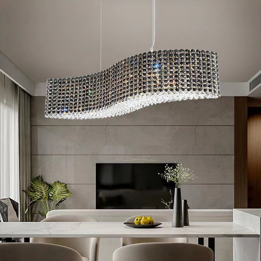Oversized Luxury Curvilinear Crystal Pendant Chandelier for Dining Room/Kitchen Island/Living Room