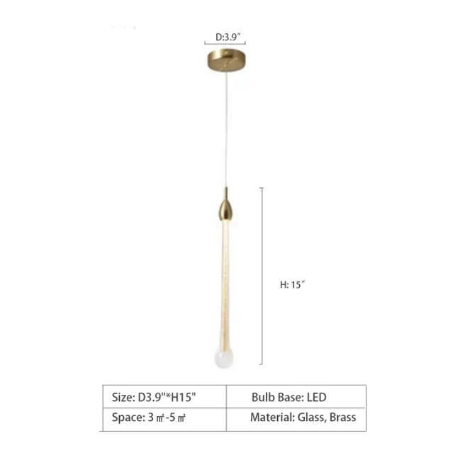 Modern Long Gold Glass Rain Rod Pendant Light for Staircase/High-ceiling room - Richardrider