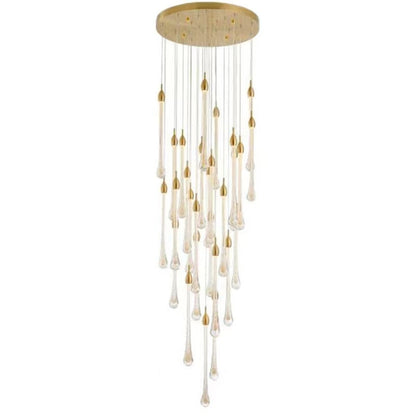 Modern Long Gold Glass Rain Rod Pendant Light for Staircase/High-ceiling room - Richardrider