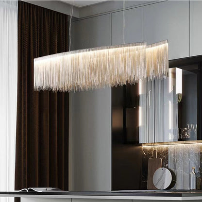 Modern Art Aluminum Tassel Pendant Chandelier for Living/Dining Room/Kitchen Island