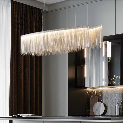 Modern Art Aluminum Tassel Pendant Chandelier for Living/Dining Room/Kitchen Island
