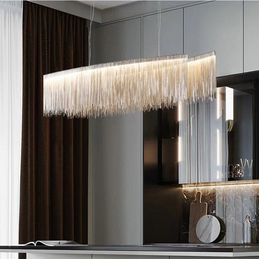 Modern Art Aluminum Tassel Pendant Chandelier for Living/Dining Room/Kitchen Island