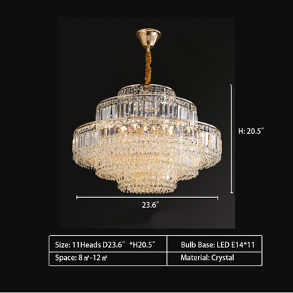 Modern Light Luxury Multi-tier Diamond Crystal Rod Pendant Chandelier for Living/Dining Room