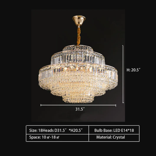 Modern Light Luxury Multi-tier Diamond Crystal Rod Pendant Chandelier for Living/Dining Room