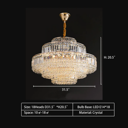 Modern Light Luxury Multi-tier Diamond Crystal Rod Pendant Chandelier for Living/Dining Room
