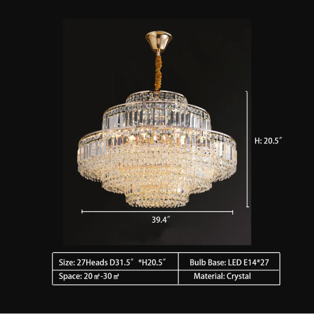 Modern Light Luxury Multi-tier Diamond Crystal Rod Pendant Chandelier for Living/Dining Room