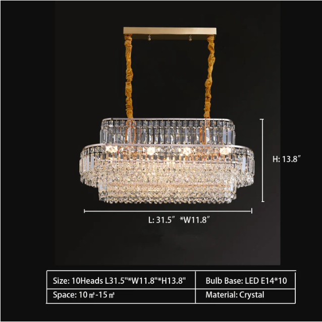 Modern Light Luxury Multi-tier Diamond Crystal Rod Pendant Chandelier for Living/Dining Room