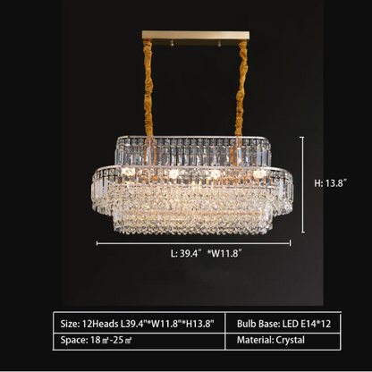 Modern Light Luxury Multi-tier Diamond Crystal Rod Pendant Chandelier for Living/Dining Room