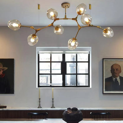 Modern Industrial Branch Chandelier with Multiple Glass Pendants Extra Large for Living or Dining Room - Richardrider