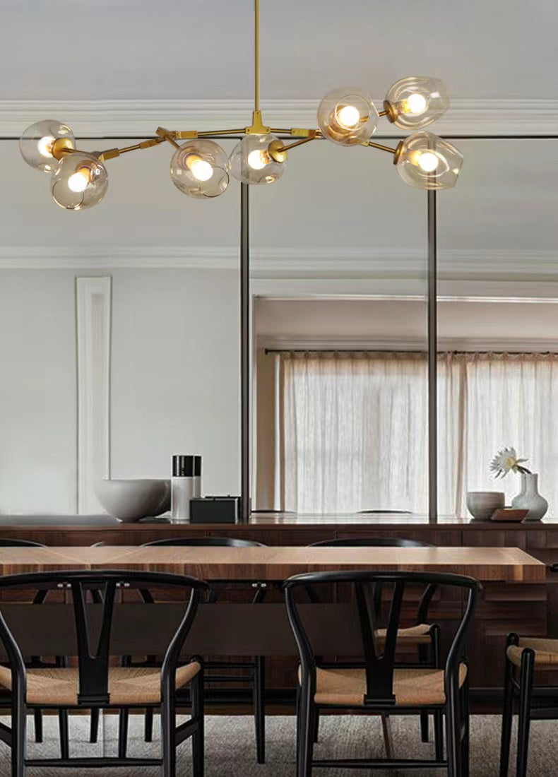 Modern Industrial Branch Chandelier with Multiple Glass Pendants Extra Large for Living or Dining Room - Richardrider