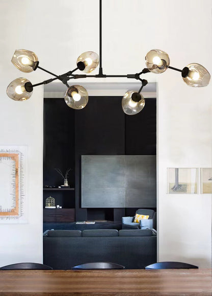Modern Industrial Branch Chandelier with Multiple Glass Pendants Extra Large for Living or Dining Room - Richardrider