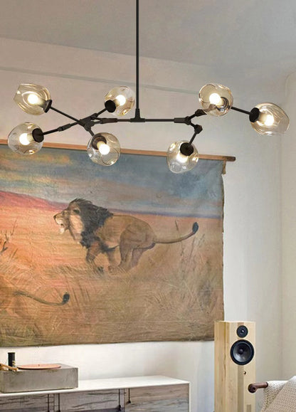 Modern Industrial Branch Chandelier with Multiple Glass Pendants Extra Large for Living or Dining Room - Richardrider