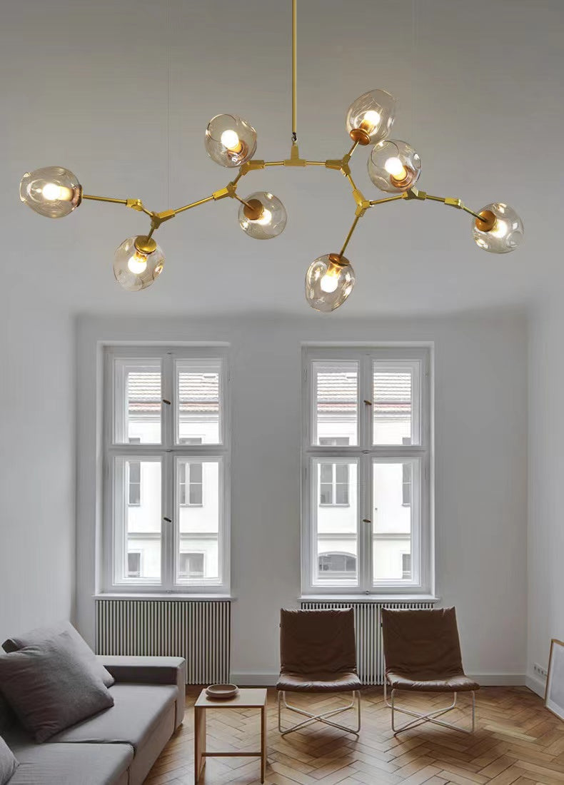 Modern Industrial Branch Chandelier with Multiple Glass Pendants Extra Large for Living or Dining Room - Richardrider