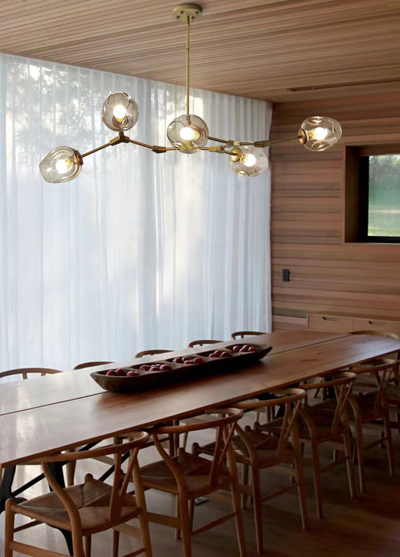 Modern Industrial Branch Chandelier with Multiple Glass Pendants Extra Large for Living or Dining Room - Richardrider