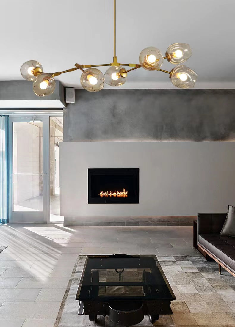 Modern Industrial Branch Chandelier with Multiple Glass Pendants Extra Large for Living or Dining Room - Richardrider