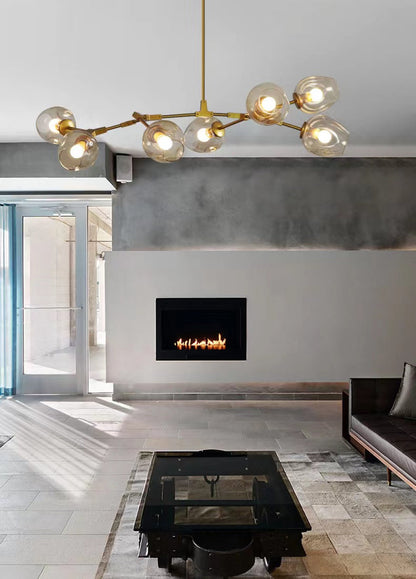 Modern Industrial Branch Chandelier with Multiple Glass Pendants Extra Large for Living or Dining Room - Richardrider