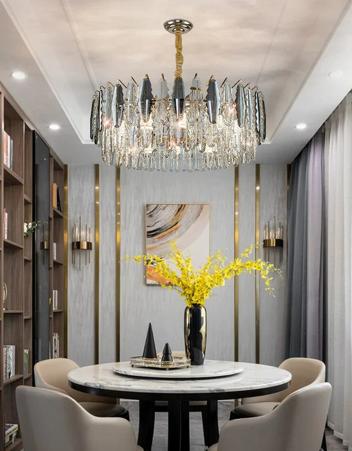 Modern Minimalist Art Designer Light Luxury Round Crystal Chandelier for Dining/ Living Room