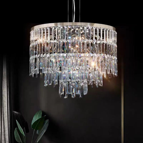 Modern Light Luxury Trendy Layers Crystal Pendant Chandelier for Living Room/Bedroom