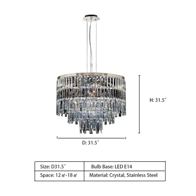 Modern Light Luxury Trendy Layers Crystal Pendant Chandelier for Living Room/Bedroom