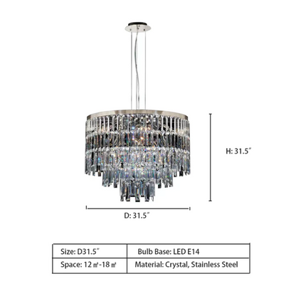 Modern Light Luxury Trendy Layers Crystal Pendant Chandelier for Living Room/Bedroom