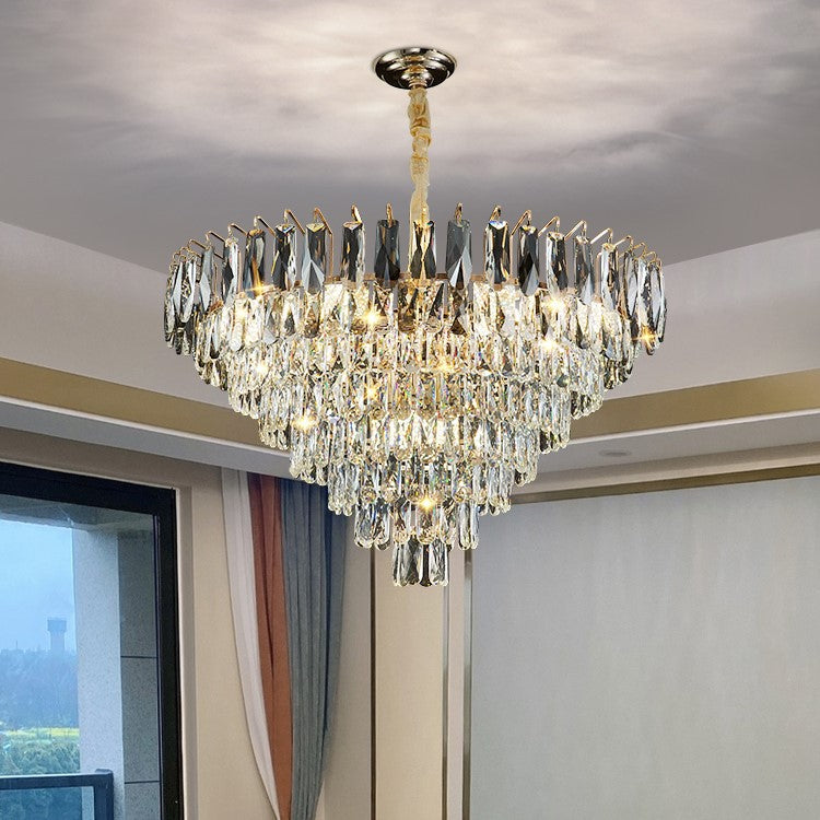 Modern Light Luxury Tiered Crystal Pendant Chandelier for Living/Dining Room/Bedroom