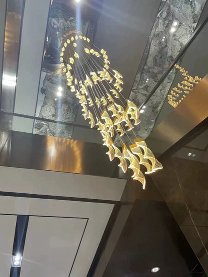 Extra Large Acrylic Spiral DNA Chandelier for High-ceiling Room