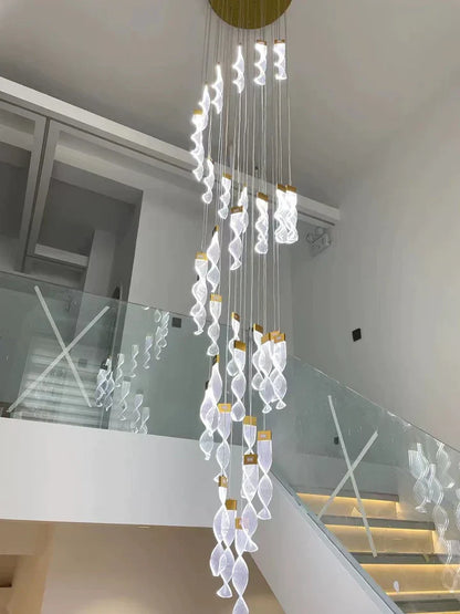 Extra Large Acrylic Spiral DNA Chandelier for High-ceiling Room