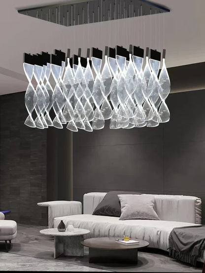 Extra Large Acrylic Spiral DNA Chandelier for High-ceiling Room