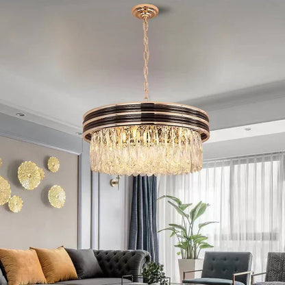 Modern Minimalist Gold Multi-Tier Crystal Pendant Chandelier Suit for Living/ Dining Room/ Bedroom