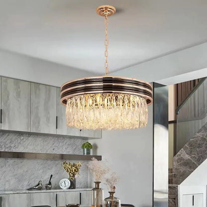 Modern Minimalist Gold Multi-Tier Crystal Pendant Chandelier Suit for Living/ Dining Room/ Bedroom
