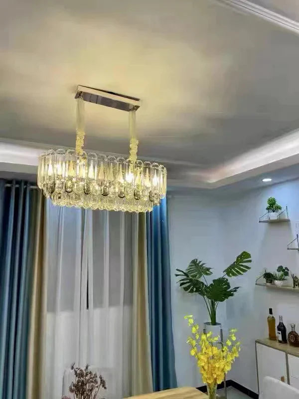 Oversized Transparent Crystal Tiered Chandelier Suit for Living/Dining Room/Bedroom